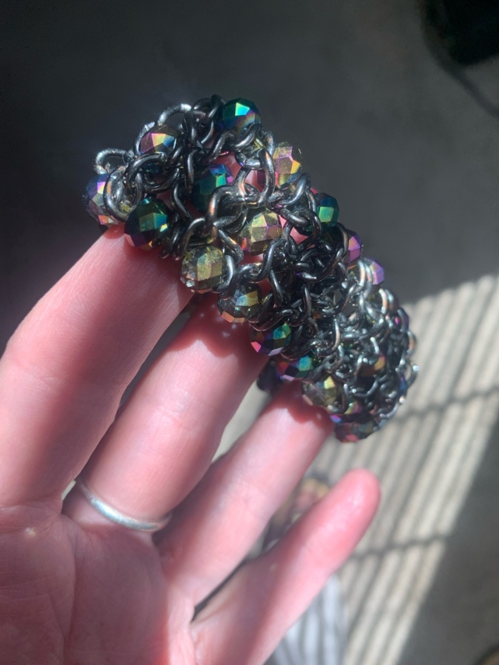 Silpada Iridescent Multicolor Faceted Bead Chain Bracelet